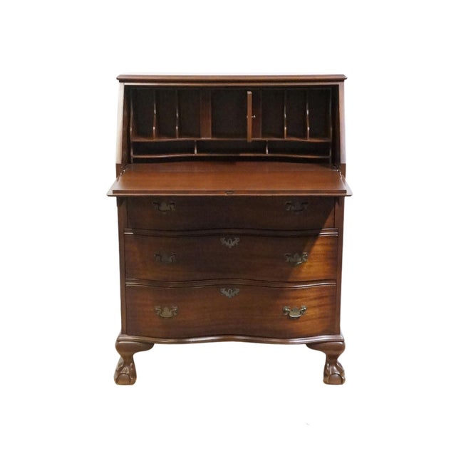 Lammert's Furniture Solid Mahogany Traditional Style 31" Serpentine Front Secretary Desk For Sale - Image 4 of 14