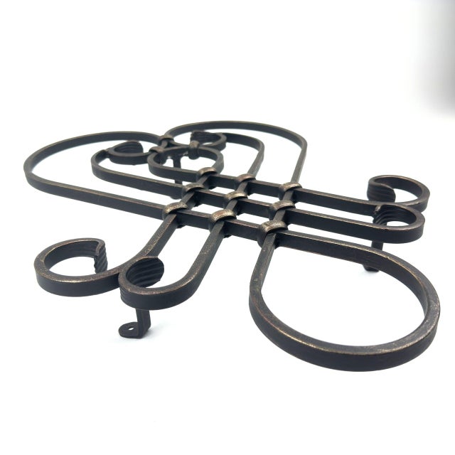 Hand-Forged Wrought Iron Heart Wall Decor (Geometric Diamond Design) 3D Wall Sculpture For Sale - Image 4 of 5