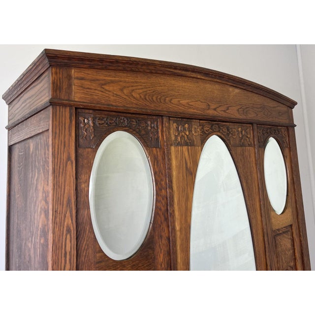 French Wardrobe in Oak with Mirror For Sale - Image 6 of 13