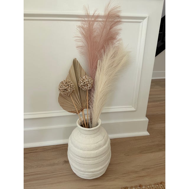 2000 - 2009 Sporvil Portugal Textured White Ribbed Ceramic Floor Vase For Sale - Image 5 of 8