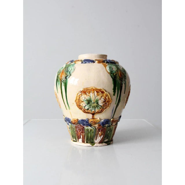 Vintage Tang Sancai Style Art Pottery Vase For Sale - Image 13 of 13
