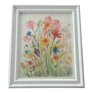 “Summer Meadow” Signed Original Watercolor Botanical by Nancy Smith For Sale