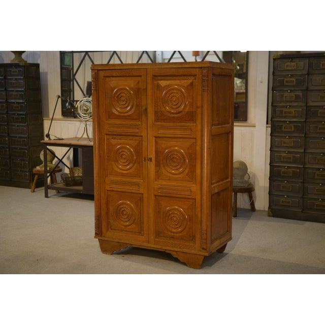 Brutalist Oak Wardrobe, 1940s For Sale - Image 10 of 10
