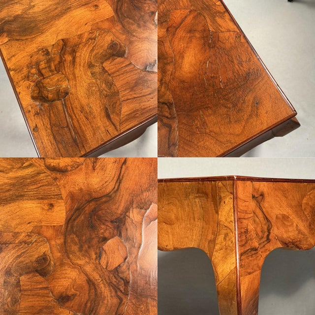 Vintage Italian Patchwork Olive Burlwood Louis XV Style End Table With 1 Drawer For Sale - Image 9 of 12