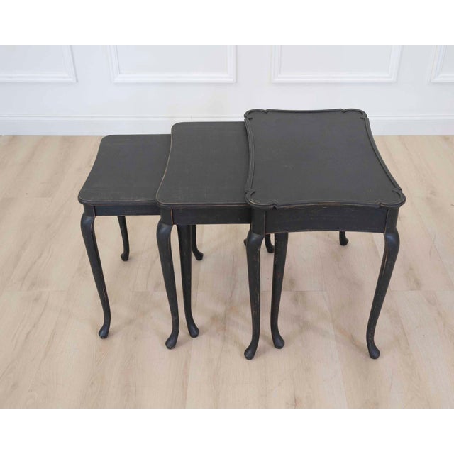 Wood Mid 20th Century Set of Swedish Queen Anne Style Nesting Tables For Sale - Image 7 of 7