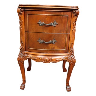 Mahogany Claw and Ball Two Drawer Nightstand For Sale
