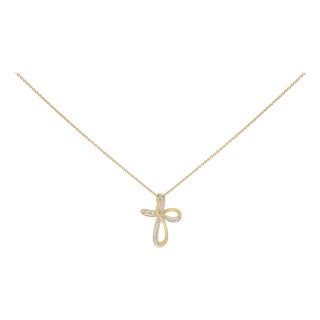 Gold Vermeil Diamond Accent Infinity Cross Pendant Necklace For Sale