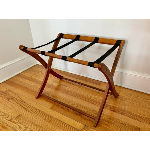 Contemporary Hotel Cabana Style Folding Luggage Rack, Mahogany For Sale - Image 3 of 11