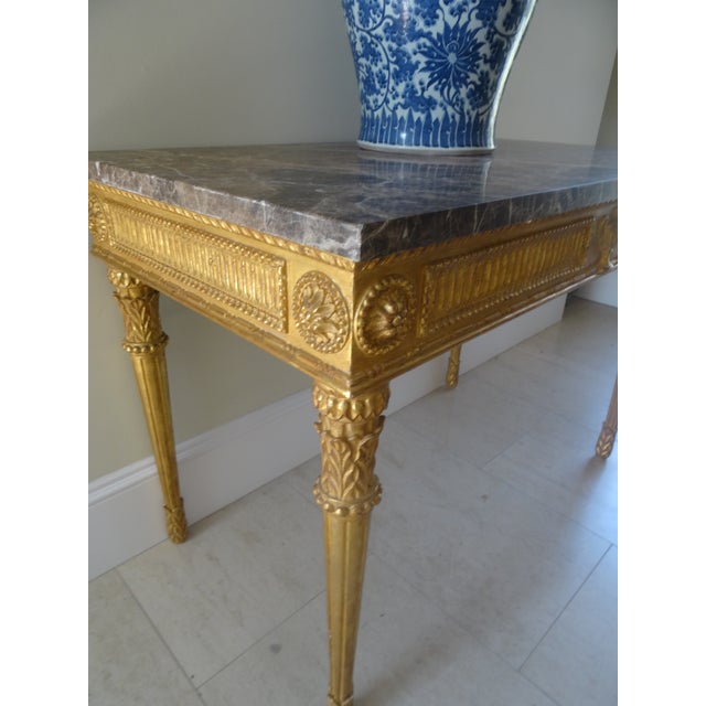 Gold Vintage Italian Neoclassical Gilt Wood Console For Sale - Image 8 of 10