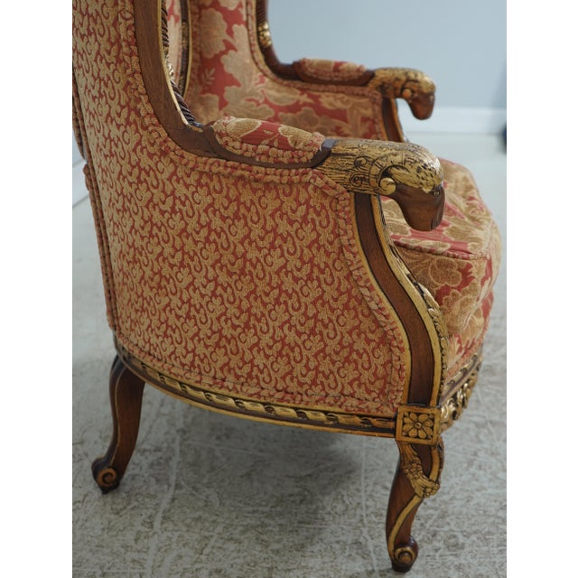 Textile Pair of Louis XV Style Carved Bergere Wing Chairs For Sale - Image 7 of 18