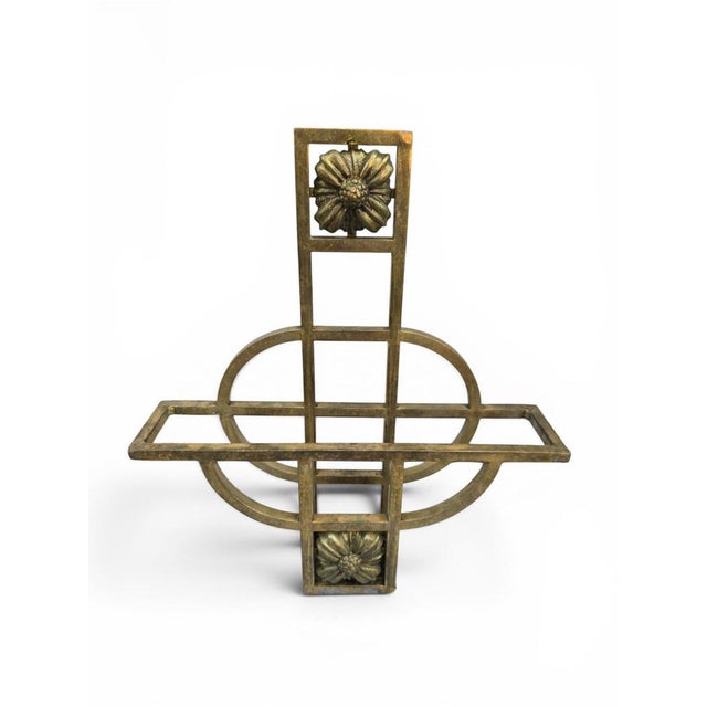 Art Nouveau Gilt Brass Wall-Mounted Magazine Rack, 1910 For Sale - Image 6 of 13