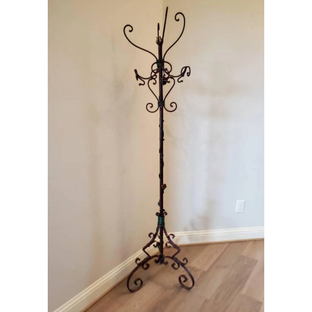 19th Century French Art Nouveau Wrought Iron Coat Rack For Sale - Image 10 of 11