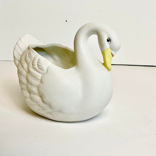 Vintage Coastal Hollywood Regency Trompe L’Oeil Porcelain Swan Planter. For Sale - Image 6 of 9