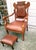 Rare Antique Victorian Carved Oak & Leather Throne Armchair With Matching Ottoman For Sale - Image 10 of 12
