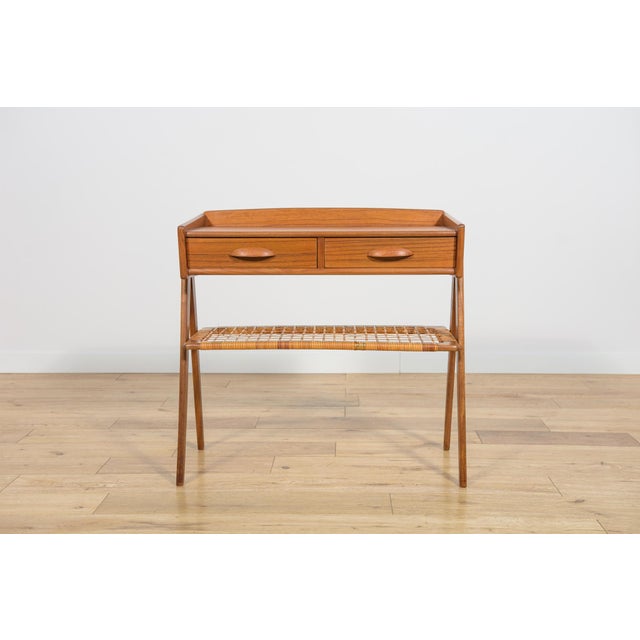 1960s Mid-Century Teak and Rattan Console Table from Søren Rasmussen, Denmark, 1960s For Sale - Image 5 of 17