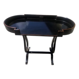 Theodore Alexander Black Lacquer Tray Table, Ateliers De La Madeleine Desk For Sale