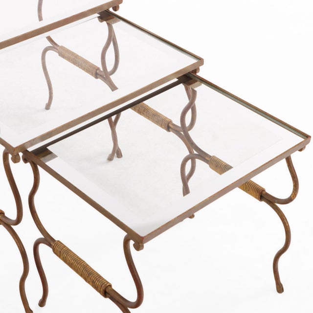 A Set of French Gilt Iron Nesting Tables, C 1950. For Sale In Philadelphia - Image 6 of 7