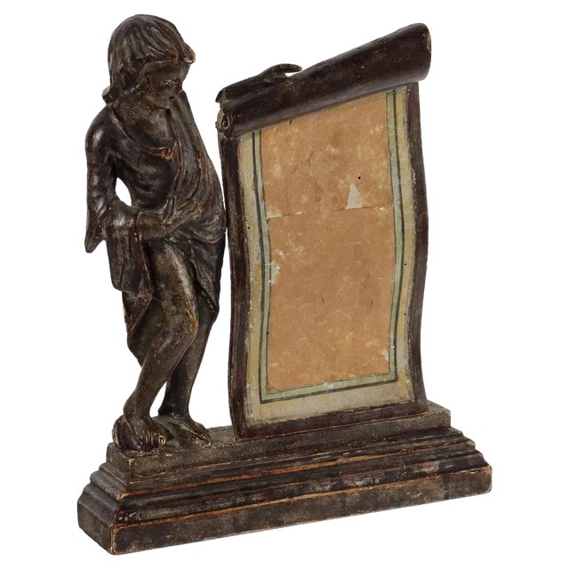 18th Century Cartouche Holder and Sculpture in Wood For Sale