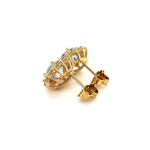 Natural Sapphire Diamond Stud Earrings 14k W Gold 4.98 Tcw Certified For Sale - Image 9 of 10