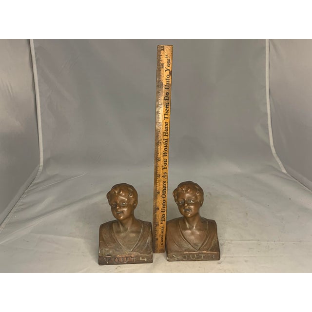 Early 20th Century Weidlich Brothers Bronzed "Youth" Bust Bookends For Sale - Image 9 of 9