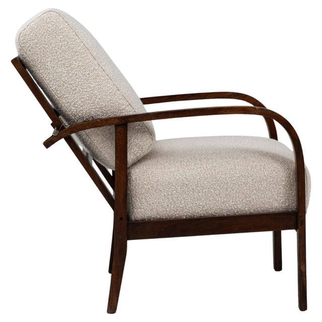 20th Century French Art Deco Upholstered Armchair With Reclining Back For Sale - Image 15 of 18