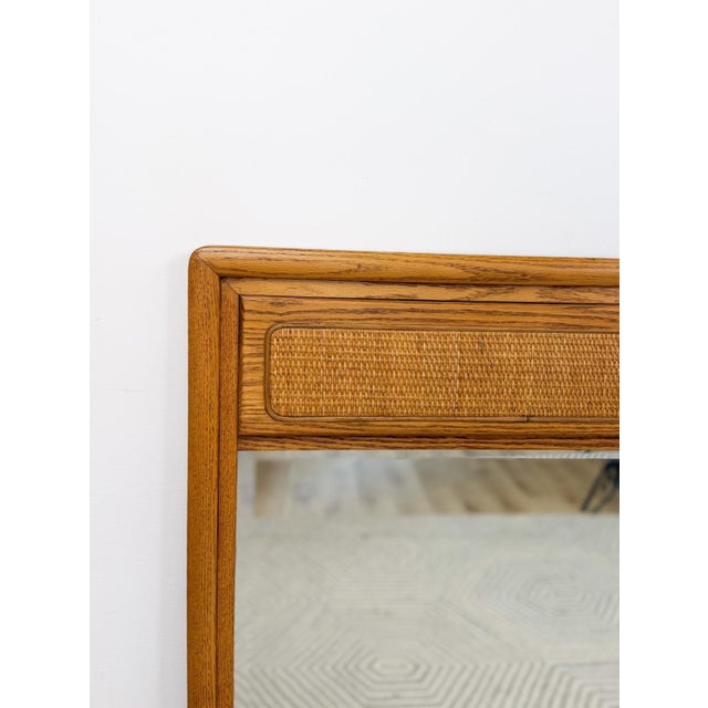 Lane Perception MCM Cane Mirror Vintage Mid-Century Rare Wall Mirror For Sale In Tampa - Image 6 of 7