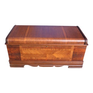 Vintage Art Deco Waterfall Cedar Hope Chest Blanket Storage Trunk Bed Bench For Sale