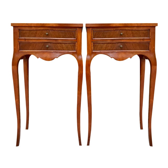20th Century French Nightstands with Two-Drawer & Cabriole Legs, Set of 2 For Sale