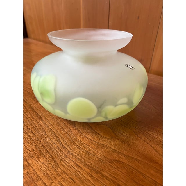 Mid-Century Pair of Hand Blown Vases - Tarnowiec Poland Semi Opaque Turquoise & Lime For Sale - Image 14 of 18