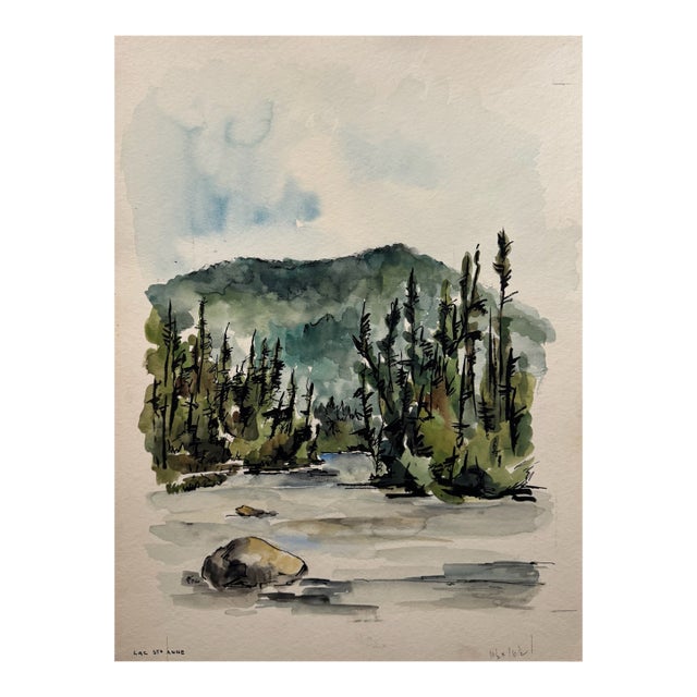 Henry Emil Salloch Original Watercolor on Paper Lac Ste Anne, Alberta, Canada. 1950. For Sale