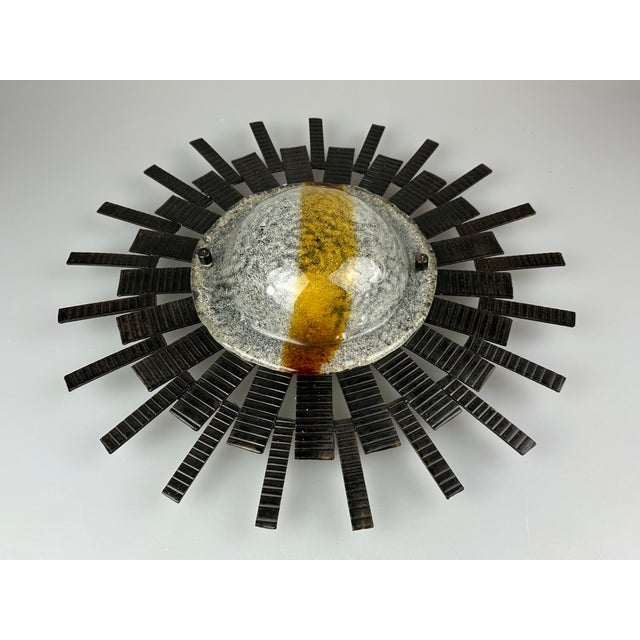 Vintage Brutalist Wall Lamp in Iron and Glass from Honsel Leuchten, 1960s For Sale - Image 10 of 18