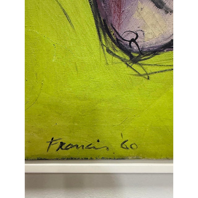 Mid-Century Modern Abstract Portrait Painting Signed Francis '60 For Sale - Image 4 of 8