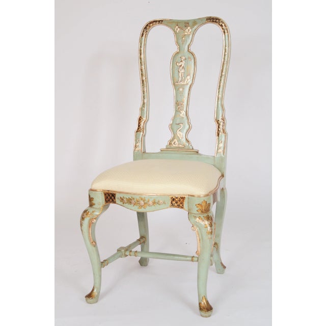 Set of 4 Queen Anne Style Chinoiserie Decorated Side Chairs For Sale In Los Angeles - Image 6 of 12
