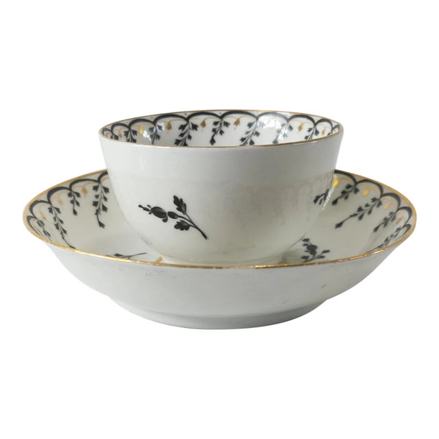 18th Century English Porcelain Teacup and Saucer Attributed to Derby- 2 Pieces For Sale