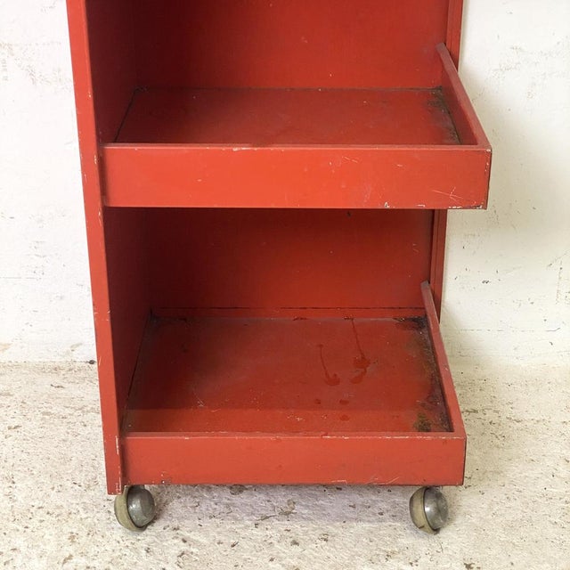 Vintage Red Metal Architects Trolley, 1960s For Sale - Image 4 of 10