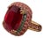 Bochic “Capri” Vintage Ruby, Emerald & Pink Sapphire Ring Set 18K Gold & Silver For Sale