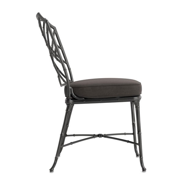 Contemporary Brown Jordan Calcutta Side Chair, Textured Pewter frame with Fusion Charcoal fabric For Sale - Image 3 of 11