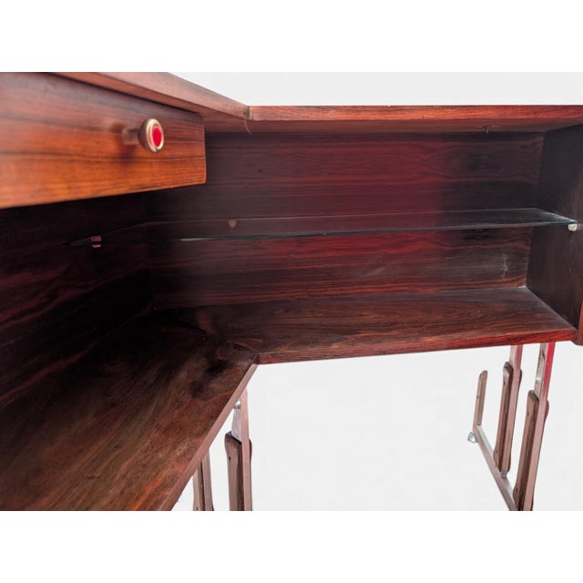 Brown Vintage Space Age Rosewood and Red Lounge Bar, 1970s, Set of 4 For Sale - Image 8 of 18
