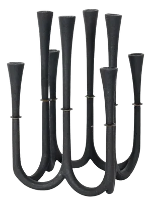 Mid-Century Jens Quistgaard for Dansk Cast Iron & Brass Eight Candlestick Candelabra