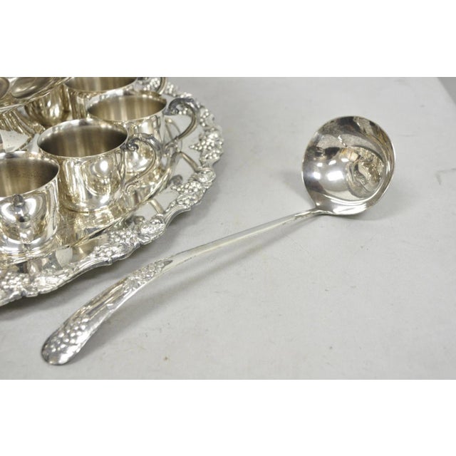 Vintage Sheridan Victorian Silver Plated Punch Bowl Set W/ 12 Cups and Tray For Sale In Philadelphia - Image 6 of 18