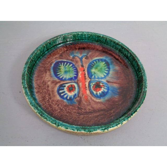 Blue Majolica Butterfly Ceramic Bowl, 1960s For Sale - Image 8 of 12