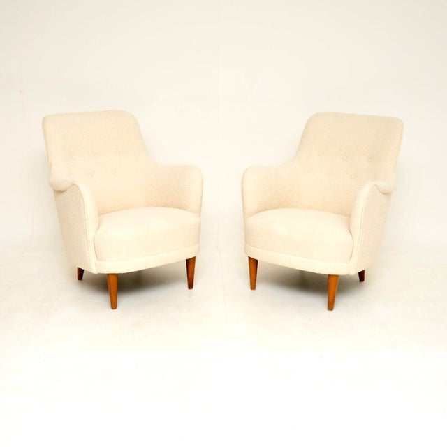 A stunning pair of vintage Swedish Samsas armchairs by Carl Malmsten. They were recently imported from Sweden, they date...