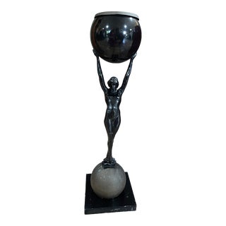 American Art Deco Frankart Nude Metal Two-Foot Ashstand Remake by Sarsaparilla For Sale