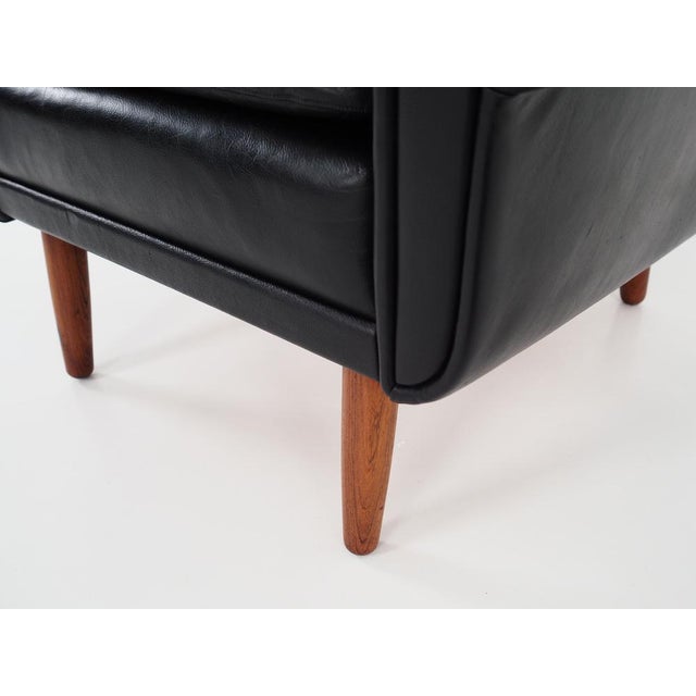 Danish Black Leather Armchair, 1970s For Sale - Image 16 of 18