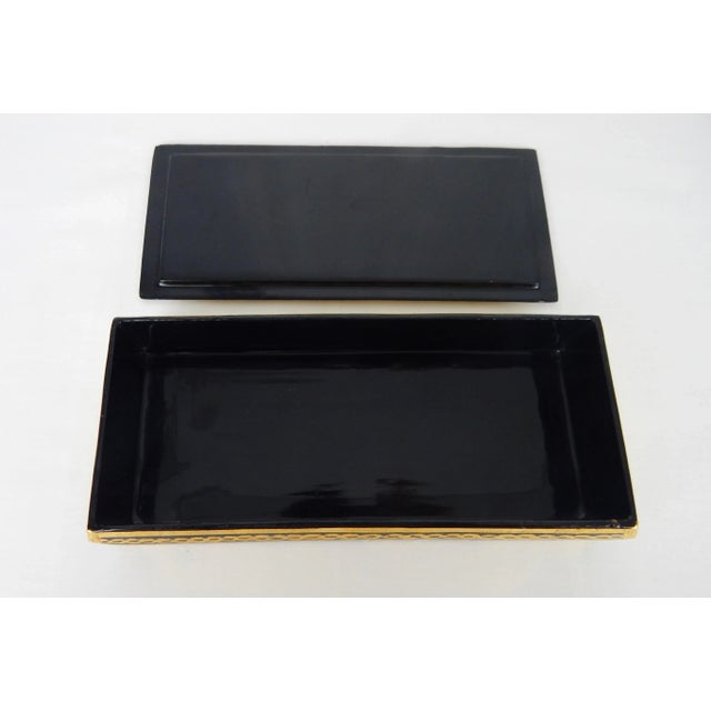 1960s Vintage Black & Gold Lacquer Burmese Box For Sale - Image 9 of 12