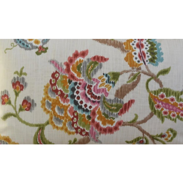 Beautiful Colorful Botanical Floral Linen Feather/Down Pillow For Sale - Image 4 of 7