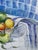 Contemporary 1980’s Original Impressionist Still Life Watercolor Painting Fruits on Blue & White For Sale - Image 3 of 4