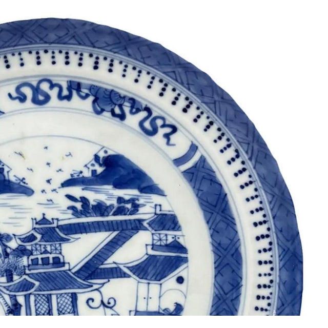 Mid 19th Century Antique 19th Century Chinese Nanking Export Porcelain Plate & Stand For Sale - Image 5 of 13