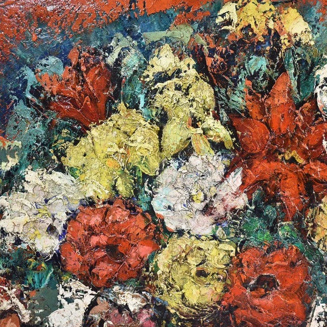 Still Life Painting of Roses in Vase, Oil on Canvas, 20th Century For Sale - Image 6 of 11