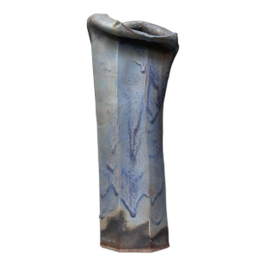 Vintage Monumental George Ohr Style Abstract Raku Drip Glazed Vase by Seiko Behr
